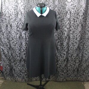 Forever 21 Contrast Collar Textured Black Dress 3X